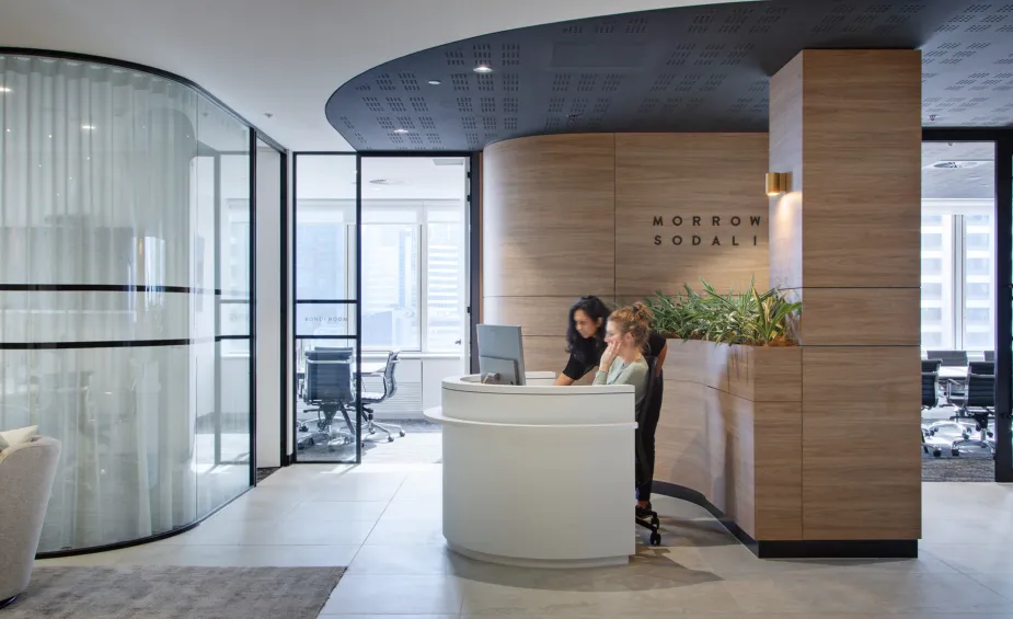 A reception area