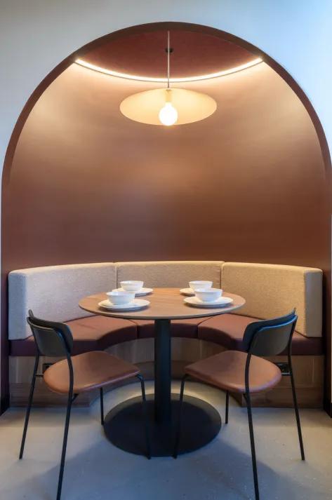 Cozy booth seating area.