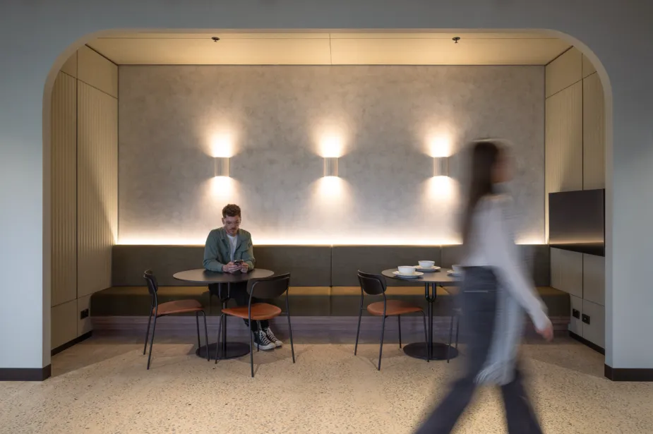 Modern office dining area.
