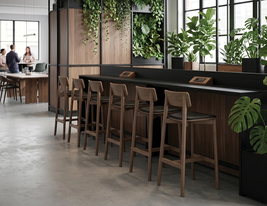 Andi Walnut Bar Stool Padded Office
