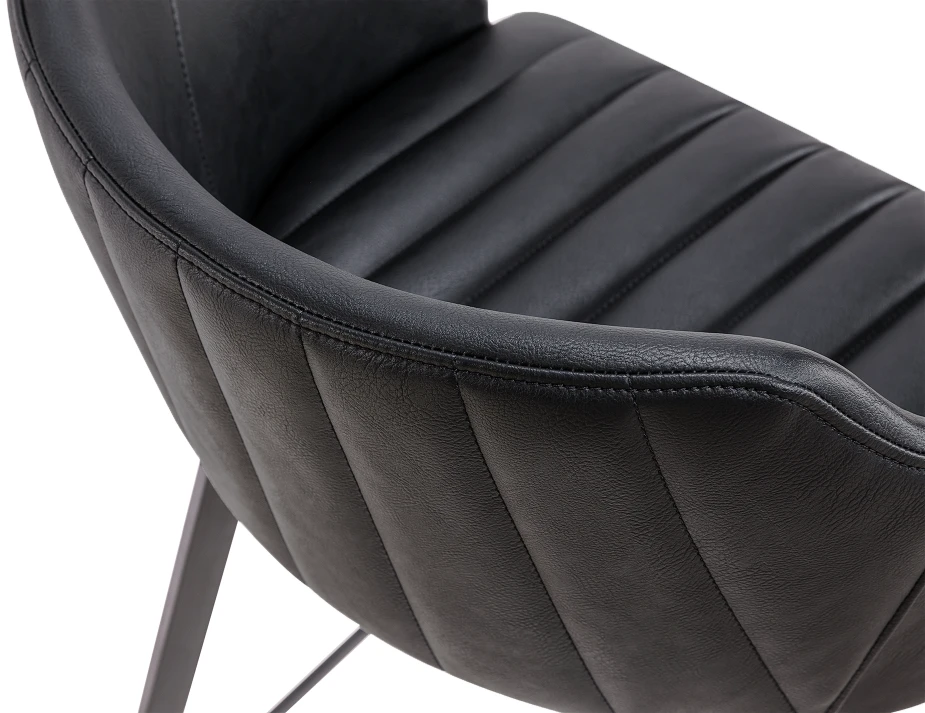 Close Up Leather Black Stool