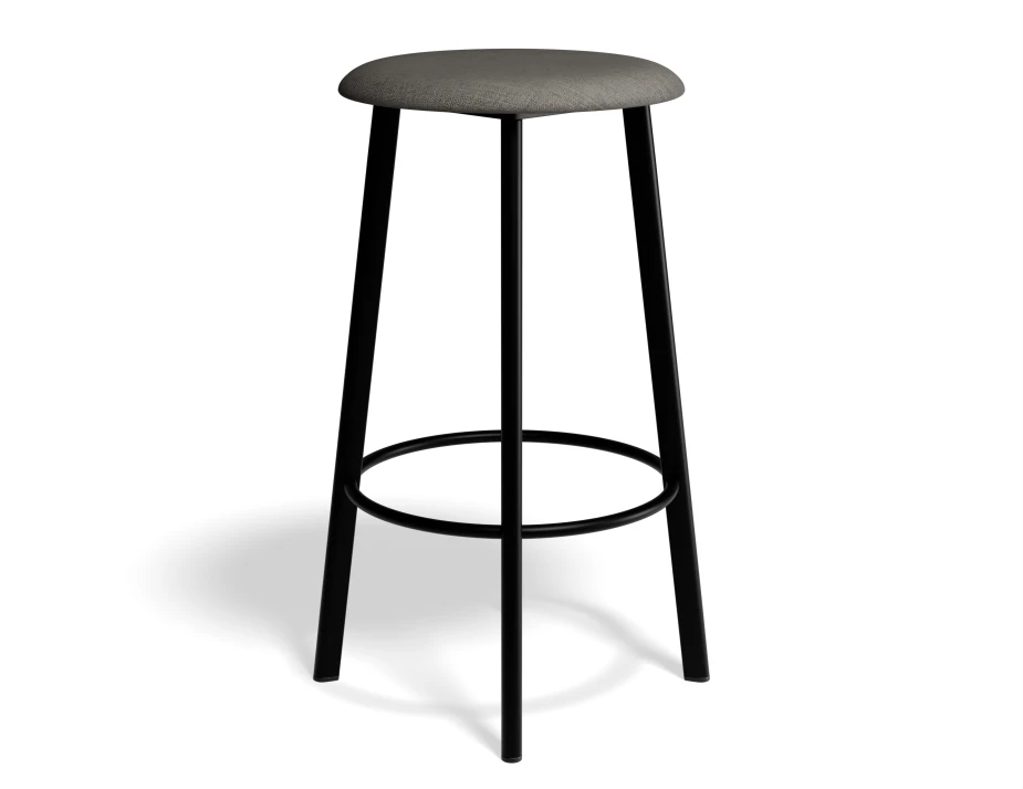 Atlas Kitchenstool Blackframe Fabric Grey