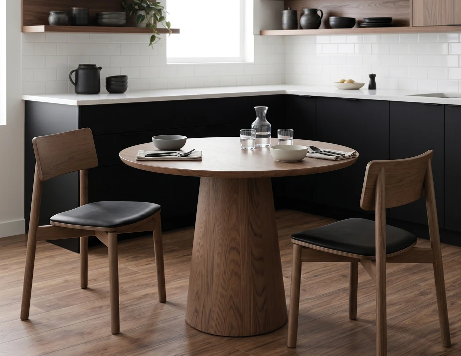 Walnut Small Round Table Setting New