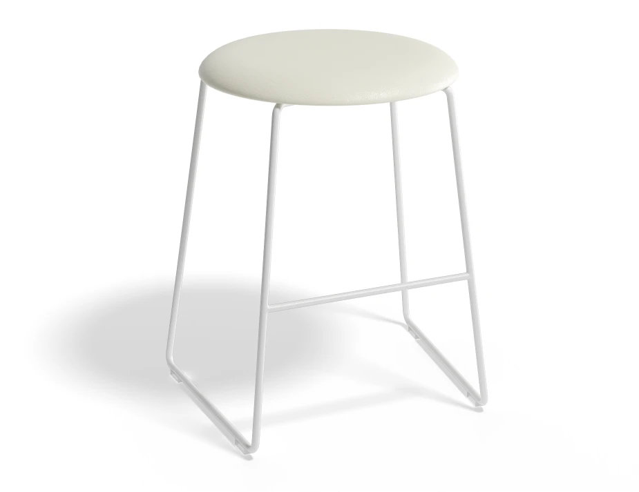 HUGO Lowstool 46cm Whiteframe Whitevinyl Roundseat