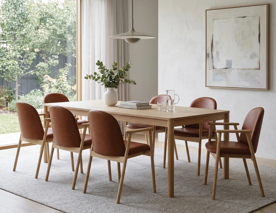 Tan Brown Oak Arm Chair
