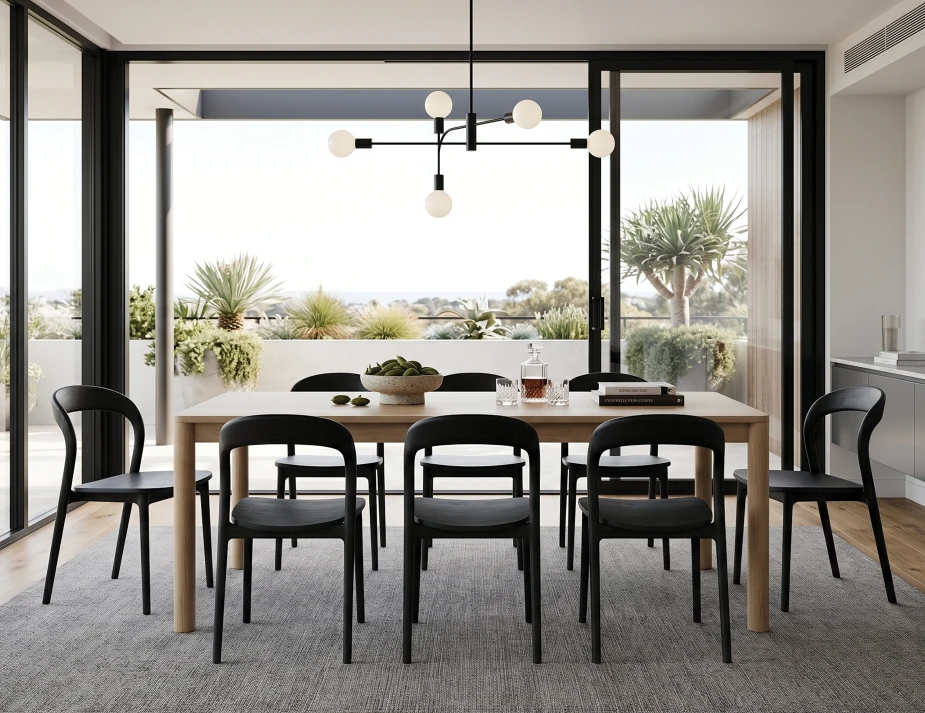 Nordica 200cm Table Black Dining Chairs