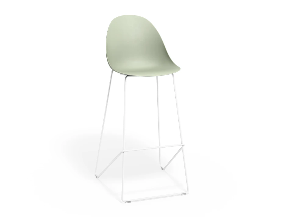 Pebble Barstool Greenseat Whiteframe