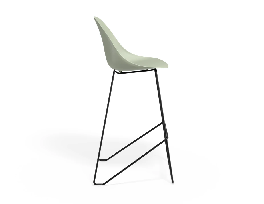 Pebble Barstool Greenseat Blackframe