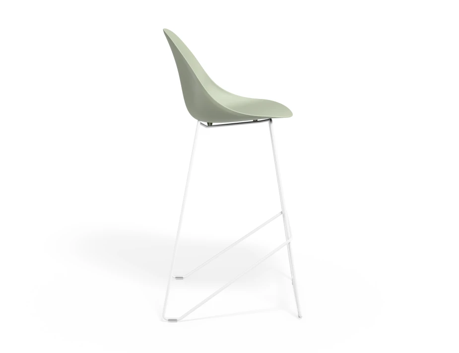 Pebble Barstool Greenseat Whiteframe