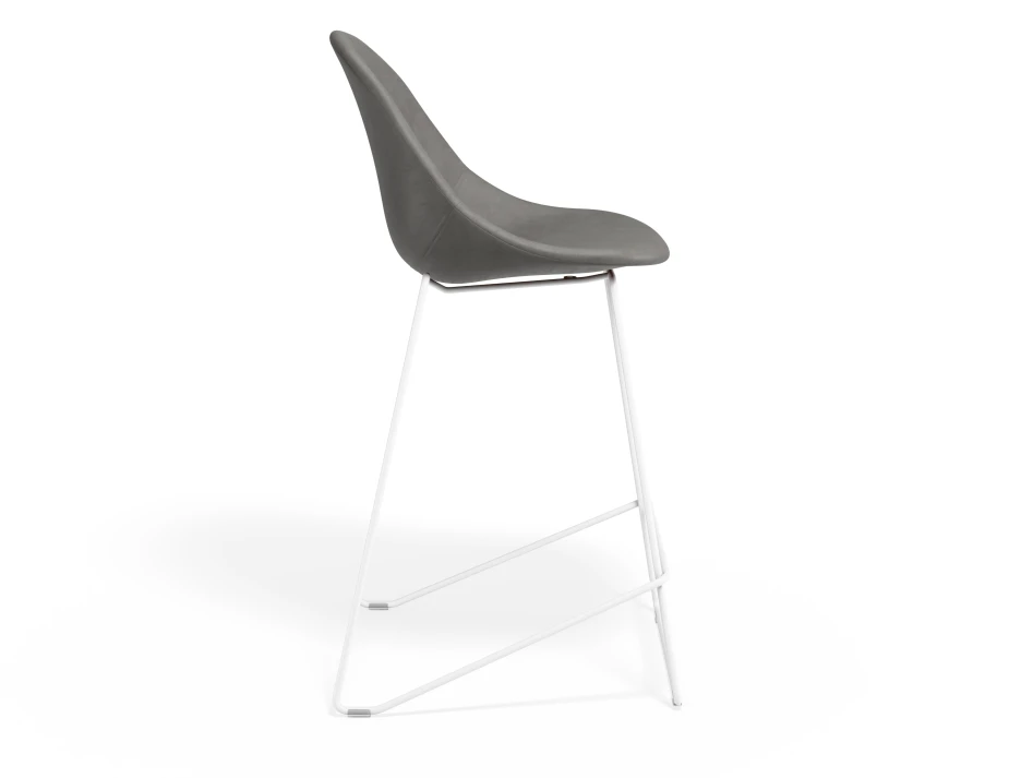 Pebble Kitchenstool Greypuseat Whiteframe