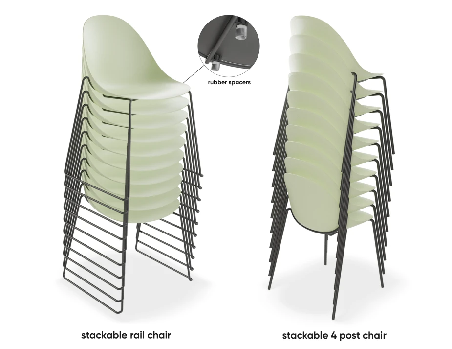 Pebble Rail Chair Green 10 Stack
