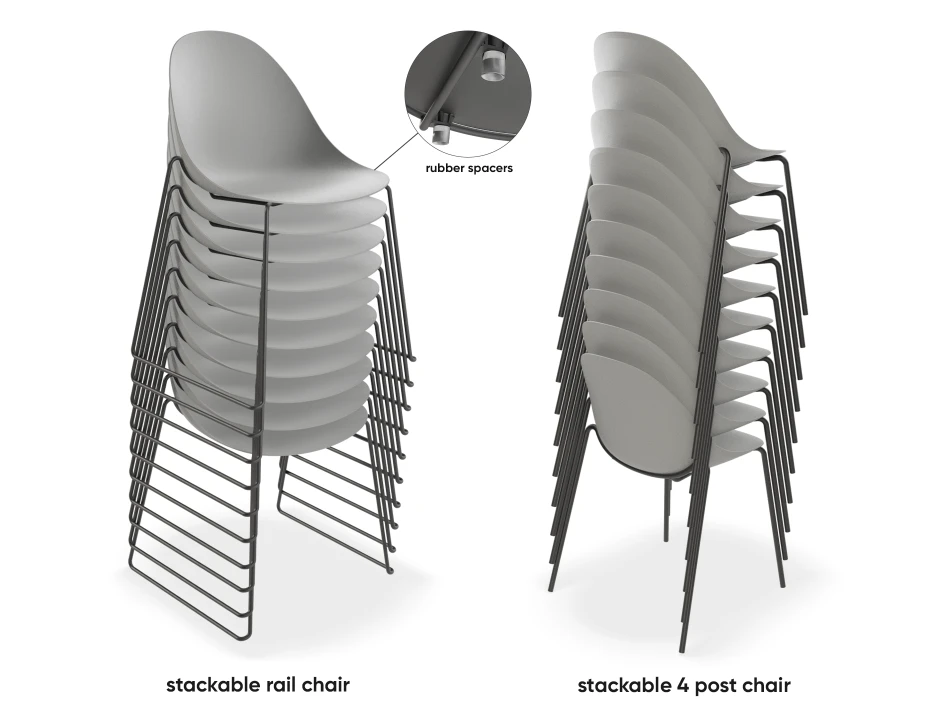Pebble Rail Chair Grey 10 Stack