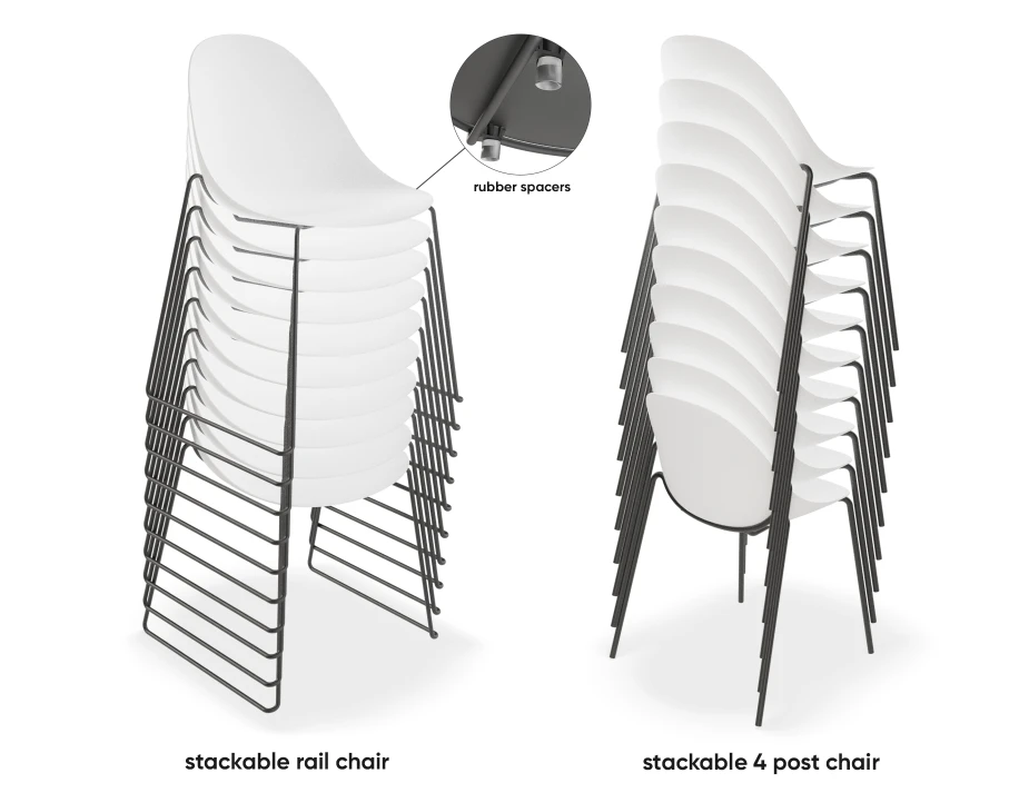 Pebble Rail Chair White 10 Stack