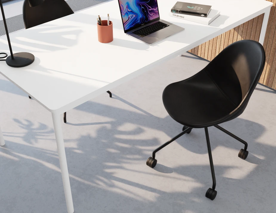 Pebble Swivel Chairs Black Leather Angle