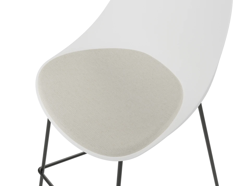 White Seat Light Grey Fabric Cushion