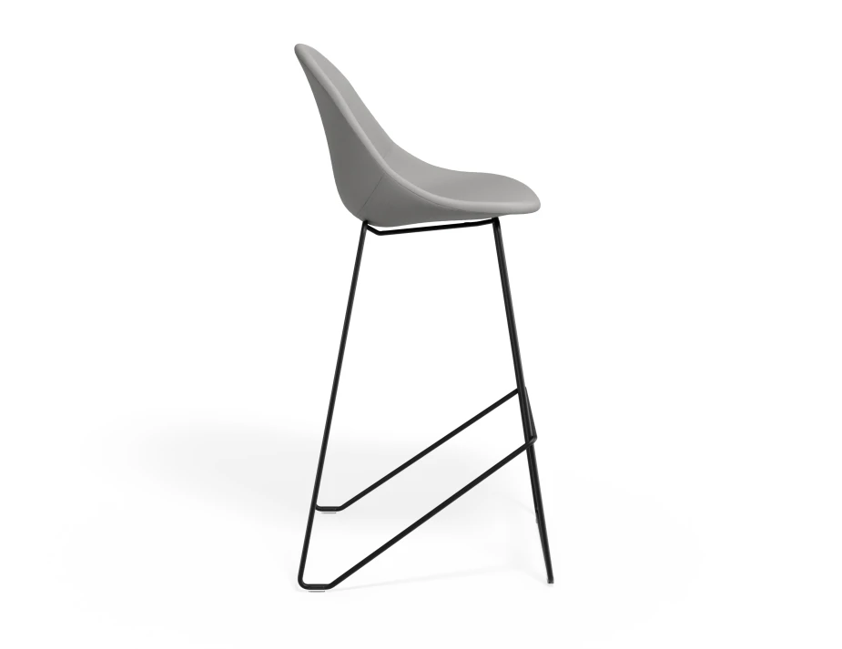 Pebble Barstool Cloudgreyfabricseat Blackframe