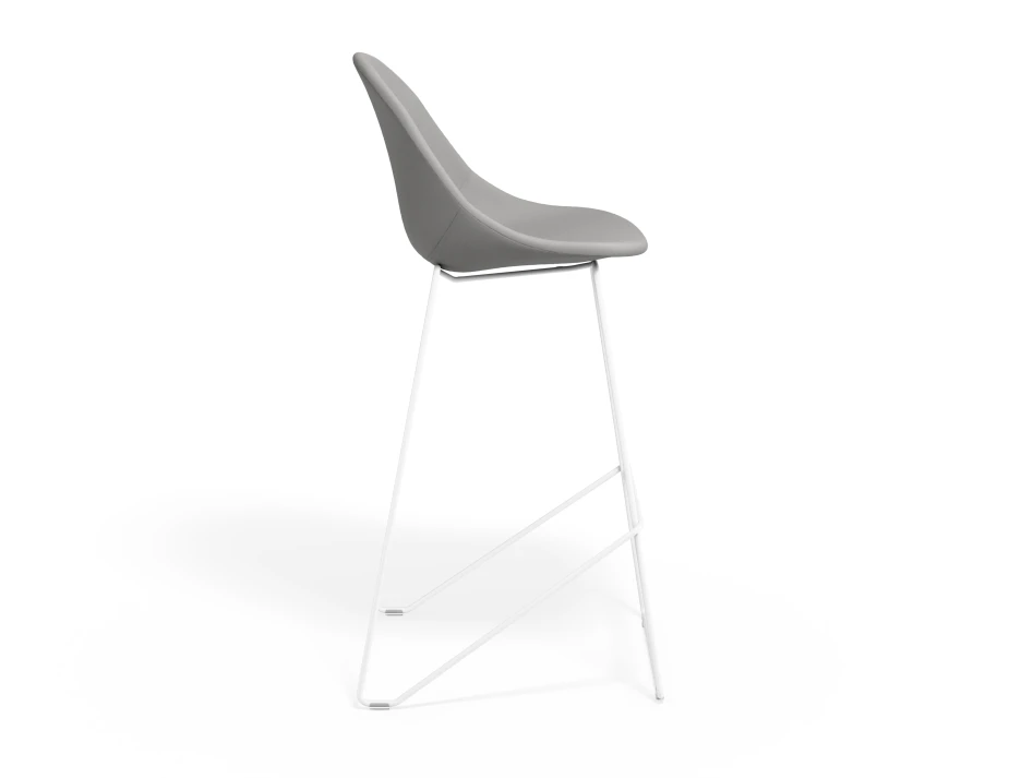 Pebble Barstool Cloudgreyfabricseat Whiteframe