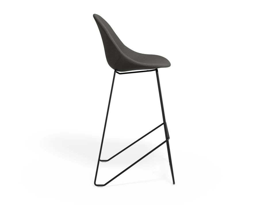 Pebble Barstool Greyfabricseat Blackframe