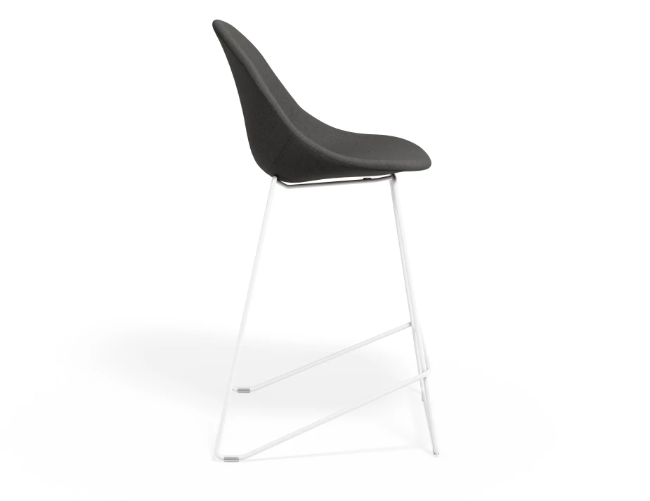 Pebble Kitchenstool Greyfabricseat Whiteframe