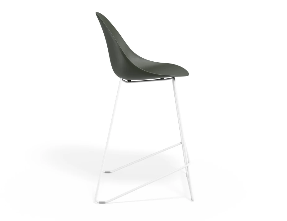 Pebble Kitchenstool Oliveseat Whiteframe