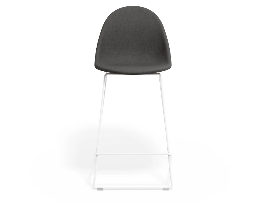 Pebble Kitchenstool Greyfabricseat Whiteframe