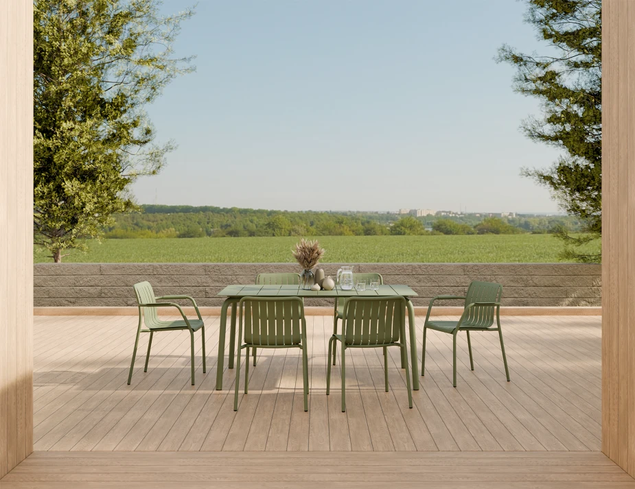 Roku Diningtable 160 Chair Green Residential