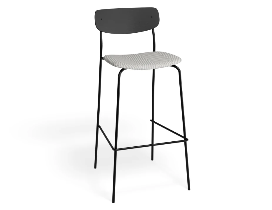 Rylie Barstool Black Herringbone