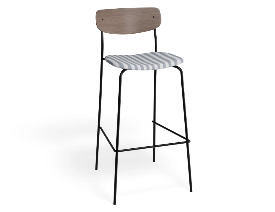 Rylie Barstool Walnut Bluestripe