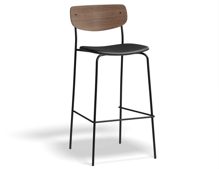 P1 Rylie Stool 75cm Walnut BlackPU