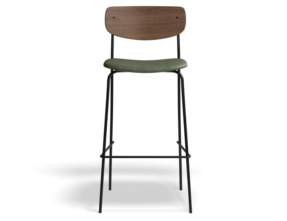 P4 Rylie Stool 75cm Walnut GreenPU Front