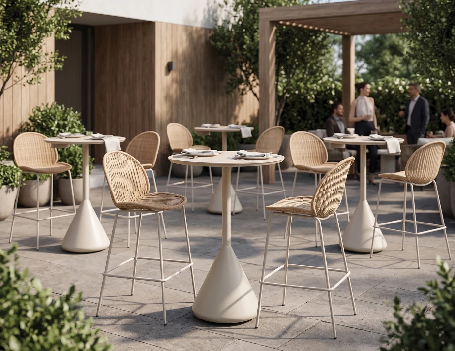 Rattan Stool And Table In Restaurant