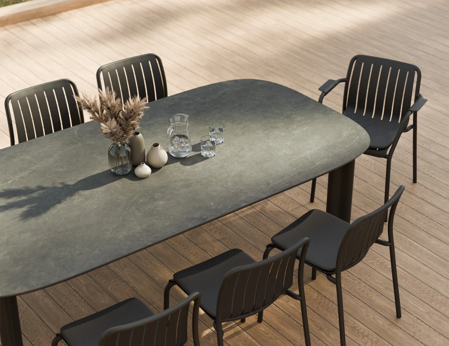 Vela Diningtable Charcoal Basalt Lifestyle
