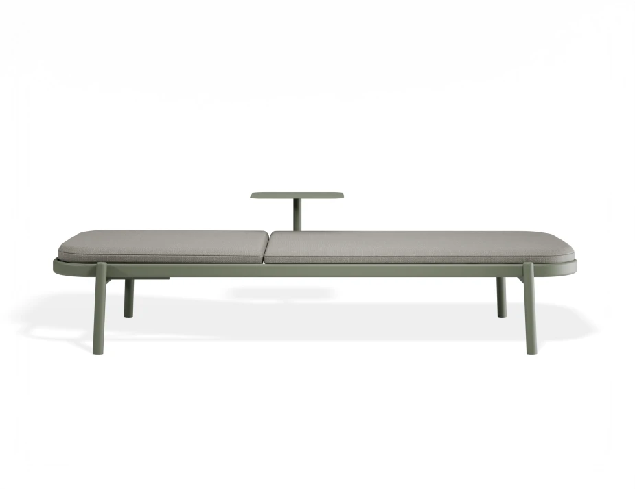 P 3b Verano Sunlounge Sidetable Greenframe Lightgreyfabric