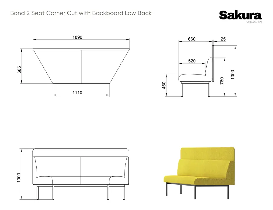 Sakura Bond Corner Cut Backboard Bar Low Back