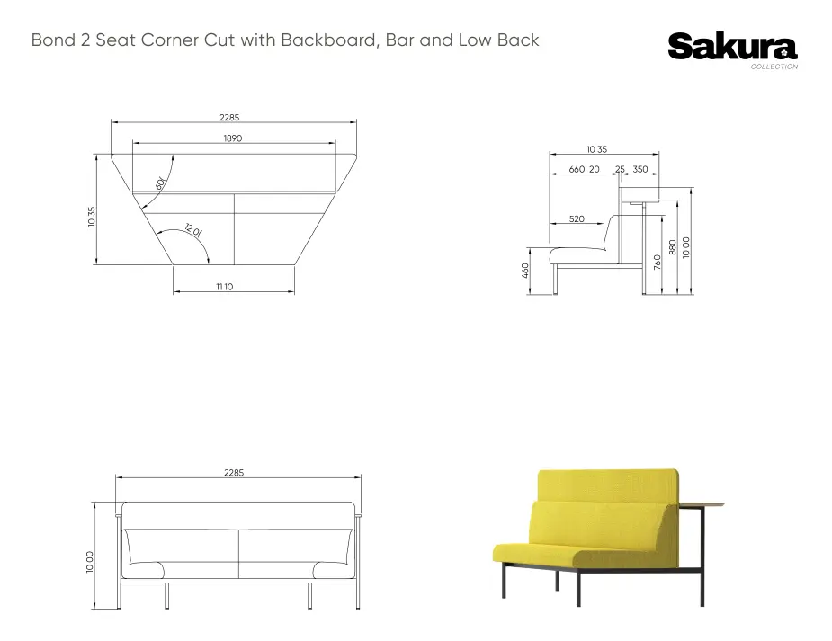 Sakura Bond Corner Cut Backboard Bar Low Back