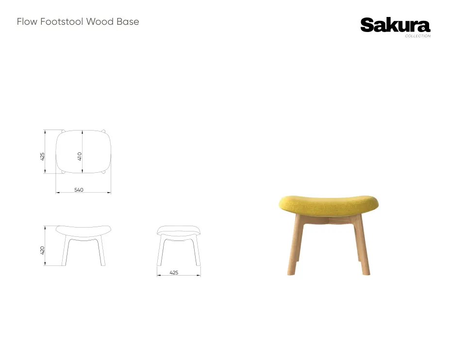Sakura Collection Flow Footstool Wood Base Website
