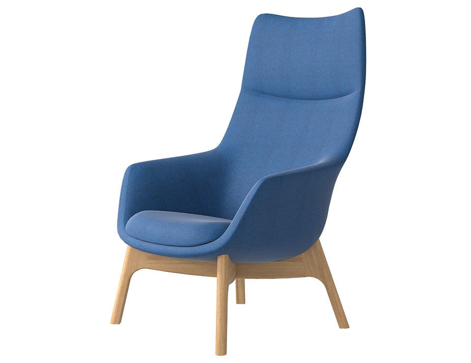 Flow Lounge High Back Wood Base Blue