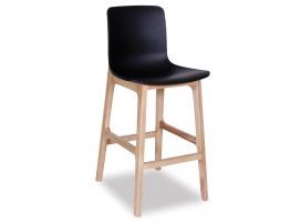 Kitchen Bench Seat Height 65cm  - Black Seat - Natural Ash legs