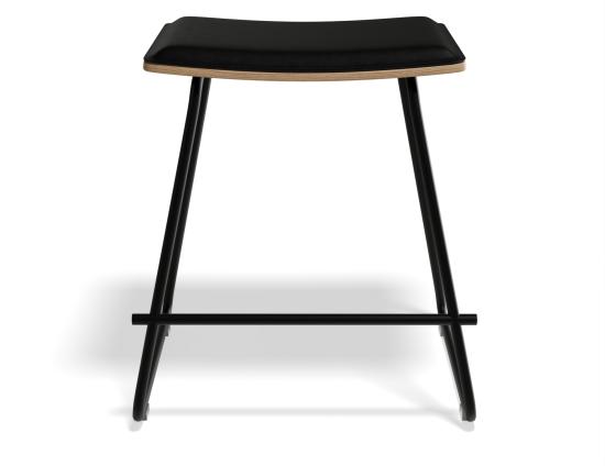 Hudson Low Stool Black Frame Black Upholstered