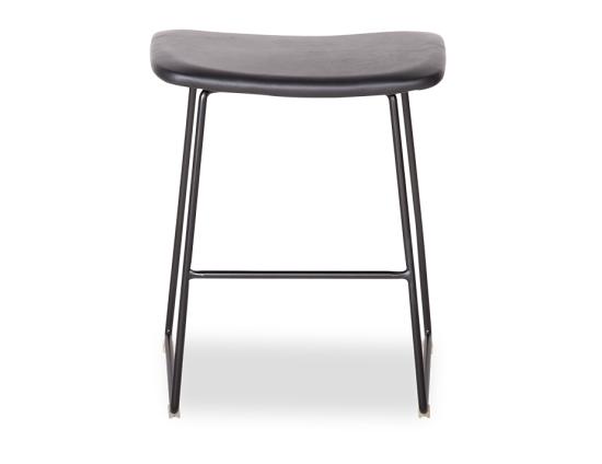 Winnie Low Stool - Black - Black Leather 