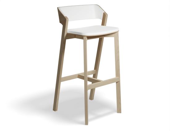 Merano Stool - Natural Oak - White Pad - by TON