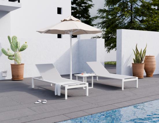 Alvor Sun Lounge - White - Light Grey Mesh