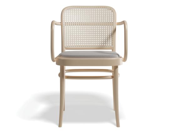 811 Hoffmann Armchair - Upholstered Seat - Cane Backrest - by TON