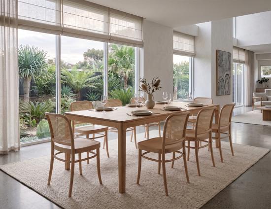 811 Hoffmann Chair - Natural - Wood Seat - Cane Backrest - by TON