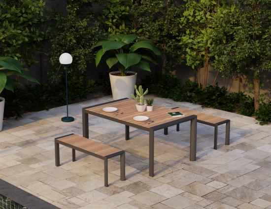 Vydel Bench Seat - Outdoor - 120cm - Teak - Charcoal