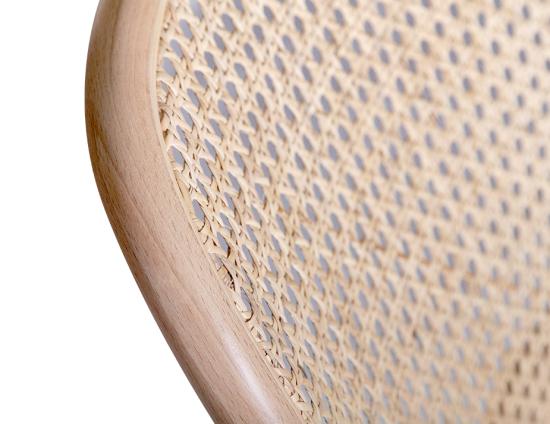811 Hoffmann Chair - Natural - Black Padded Seat - Cane Backrest - by TON