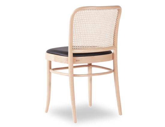 811 Hoffmann Chair - Natural - Black Padded Seat - Cane Backrest - by TON