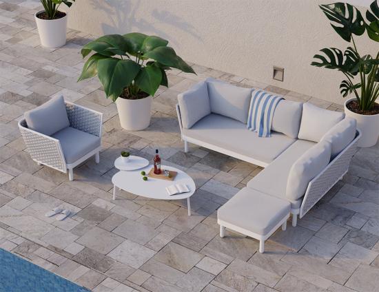 Siano Modular Left Arm 2 Seater - Outdoor -White - Light Grey Cushion
