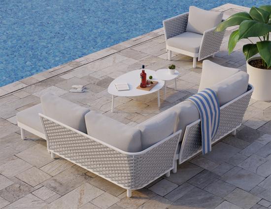 Siano Modular Left Arm 2 Seater - Outdoor -White - Light Grey Cushion