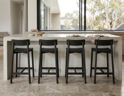 Black Bar Stool Marble Kitchen